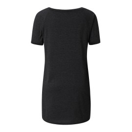 Solid Longline T-Shirt, Crew Neck Short Sleeve T-Shirt, Casual Every Day Tops, Women's Clothing