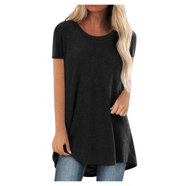 Solid Longline T-Shirt, Crew Neck Short Sleeve T-Shirt, Casual Every Day Tops, Women's Clothing