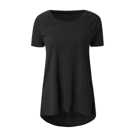 Solid Longline T-Shirt, Crew Neck Short Sleeve T-Shirt, Casual Every Day Tops, Women's Clothing