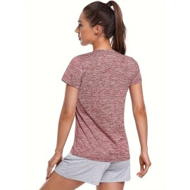 3 Packs Solid Color V Neck T-shirt, Casual Short Sleeve High Stretch T-Shirt For Summer, Women's Clothing