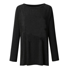 Solid Raglan Sleeve T-shirt, Casual Crew Neck Mid Length Summer T-shirt, Women's Clothing