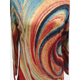 Abstract Print T-shirt, Casual Crew Neck Long Sleeve T-shirt, Women's Clothing