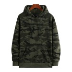 Men's Camo Loose Pullover Hooded Fleece Sweatshirt For Autumn And Winter