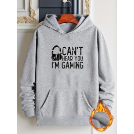 Gaming Letter Print Hoodie for Men - Trendy Graphic Sweatshirt with Kangaroo Pocket for Fall/Winter