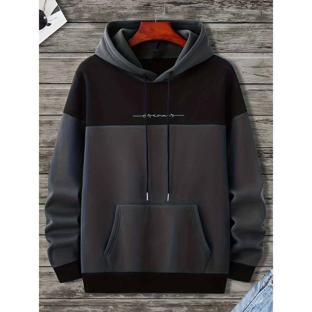 Men's Color Block Hoodie - Casual Pullover Sweatshirt with Kangaroo Pocket for Winter and Fall - Streetwear Gift