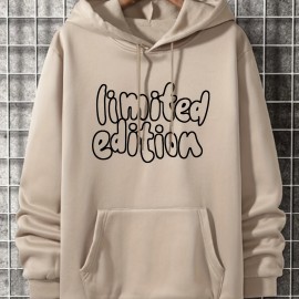 Limited Edition Men's Fleece Drawstring Hoodie Sweatshirt - Fashionable Long Sleeve Hooded Pullover