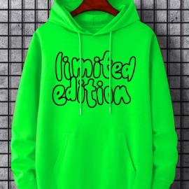 Limited Edition Men's Fleece Drawstring Hoodie Sweatshirt - Fashionable Long Sleeve Hooded Pullover