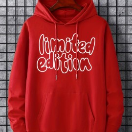 Limited Edition Men's Fleece Drawstring Hoodie Sweatshirt - Fashionable Long Sleeve Hooded Pullover