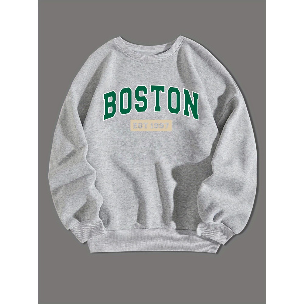 BOSTON EST 1997 Men's Long Sleeve Sweatshirt - Creative Flex Crew Neck Pullover for Spring, Fall, and Winter