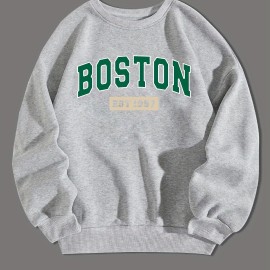 BOSTON EST 1997 Men's Long Sleeve Sweatshirt - Creative Flex Crew Neck Pullover for Spring, Fall, and Winter