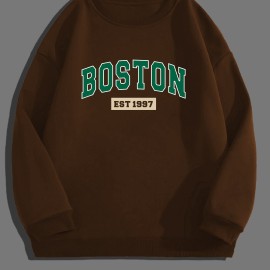 BOSTON EST 1997 Men's Long Sleeve Sweatshirt - Creative Flex Crew Neck Pullover for Spring, Fall, and Winter