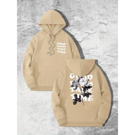 Men's Flower Print Pullover Hooded Sweatshirt - Casual Top for Autumn/Winter