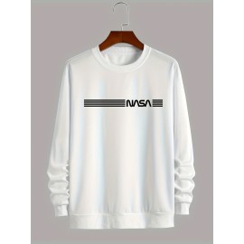 Men's Letter Print Trendy Sweatshirt - Casual Graphic Design Crew Neck Pullover for Fall/Winter