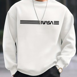 Men's Letter Print Trendy Sweatshirt - Casual Graphic Design Crew Neck Pullover for Fall/Winter