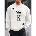 The King Print Trendy Sweatshirt - Men's Casual Graphic Design Crew Neck Pullover for Fall and Winter