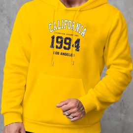 1994 Letter Print Men's Hooded Sweatshirt - Fleece Lined and Warm