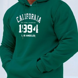 1994 Letter Print Men's Hooded Sweatshirt - Fleece Lined and Warm