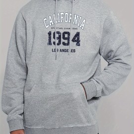 1994 Letter Print Men's Hooded Sweatshirt - Fleece Lined and Warm