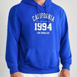 1994 Letter Print Men's Hooded Sweatshirt - Fleece Lined and Warm