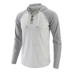 Men's Color Blocking Lightweight Hoodie with Pockets - Active Breathable Long Sleeve Button Up Sweatshirt for Spring and Fall