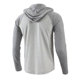 Men's Color Blocking Lightweight Hoodie with Pockets - Active Breathable Long Sleeve Button Up Sweatshirt for Spring and Fall