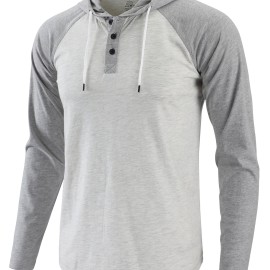 Men's Color Blocking Lightweight Hoodie with Pockets - Active Breathable Long Sleeve Button Up Sweatshirt for Spring and Fall