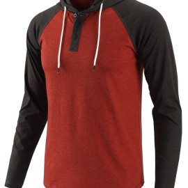 Men's Color Blocking Lightweight Hoodie with Pockets - Active Breathable Long Sleeve Button Up Sweatshirt for Spring and Fall