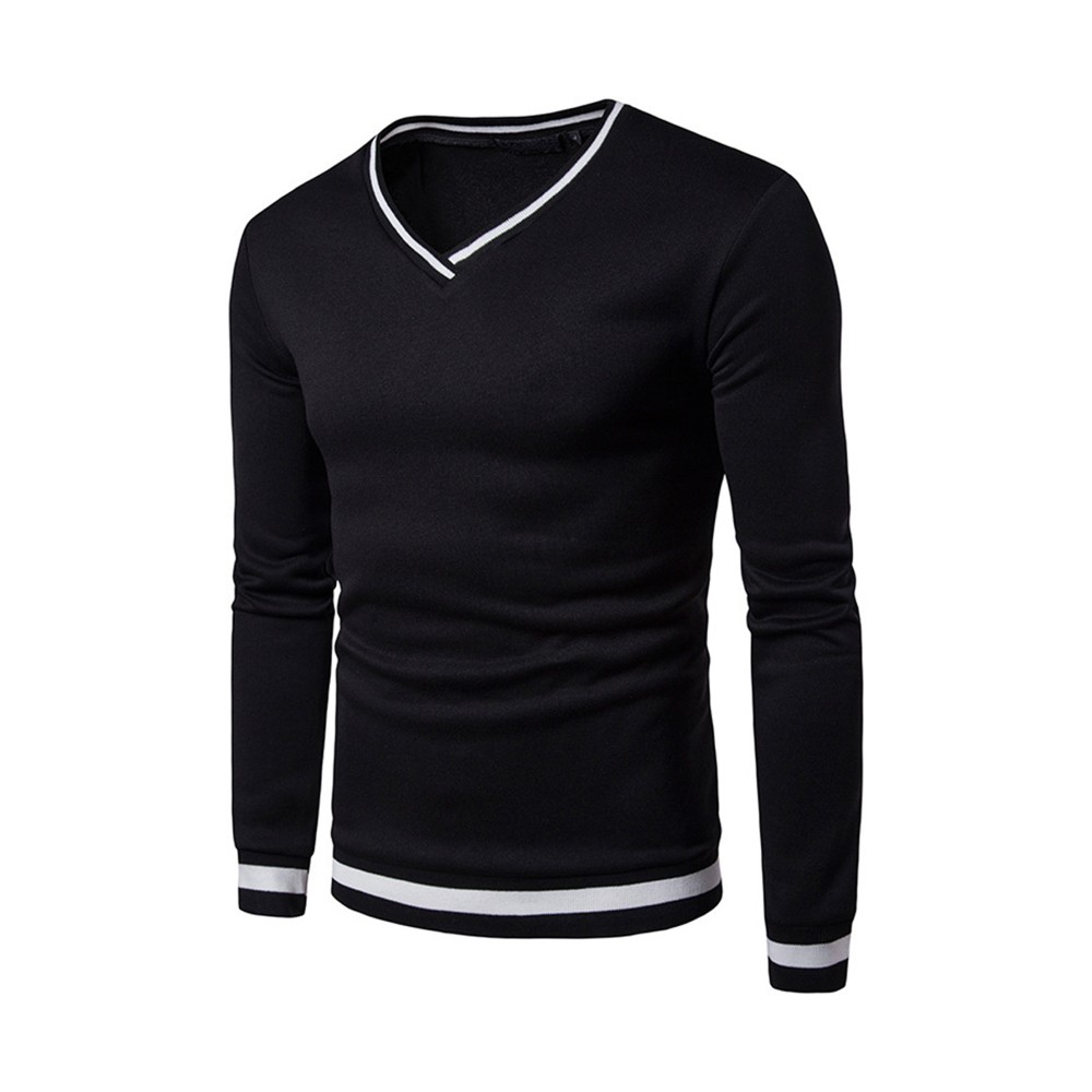 Men's Colorblock V-Neck Long Sleeve Sweatshirt - Warm and Cozy Autumn/Winter Essential