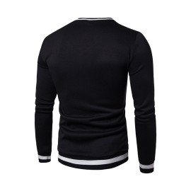 Men's Colorblock V-Neck Long Sleeve Sweatshirt - Warm and Cozy Autumn/Winter Essential