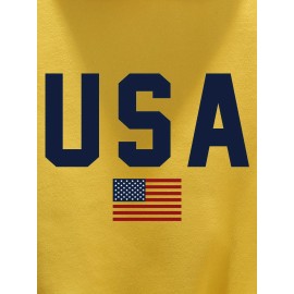 Men's USA Print Hoodie - Casual Pullover Sweatshirt for Winter/Fall - Streetwear with Kangaroo Pocket - Great Gift