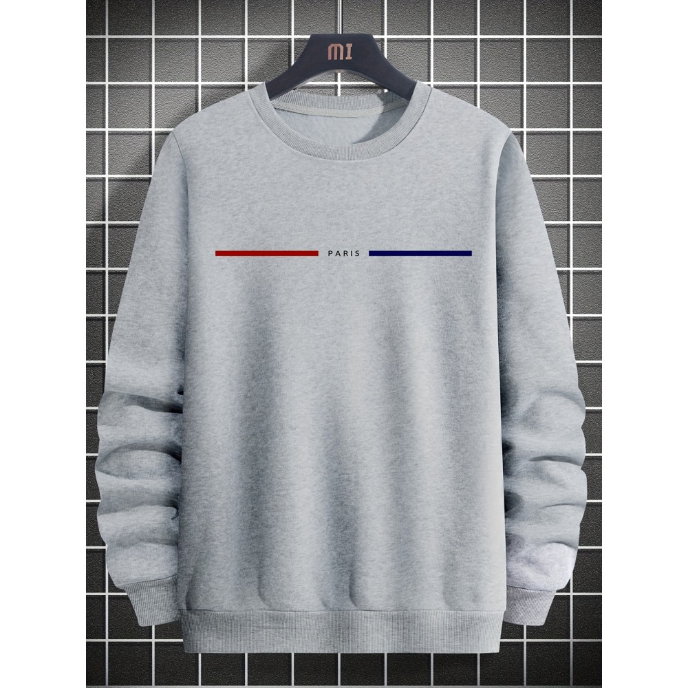 Men's Creative Graphic Print Crew Neck Pullover Sweatshirt