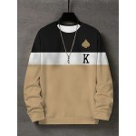 Men's Color Block Trendy Sweatshirt - Casual Graphic Design Crew Neck Pullover for Autumn Winter