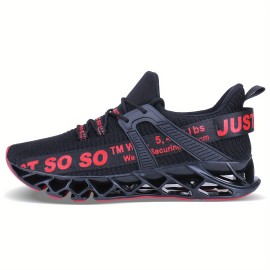 Men's Trendy Street Style Colour Block Breathable Blade Type Running Shoes, Comfy Non Slip Durable Lace Up Sneakers For Men's Outdoor Activities