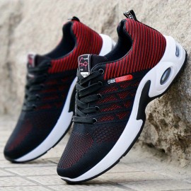 Breathable Non-Slip Running Shoes for Men - Comfy Woven Knit Sneakers for Outdoor Activities