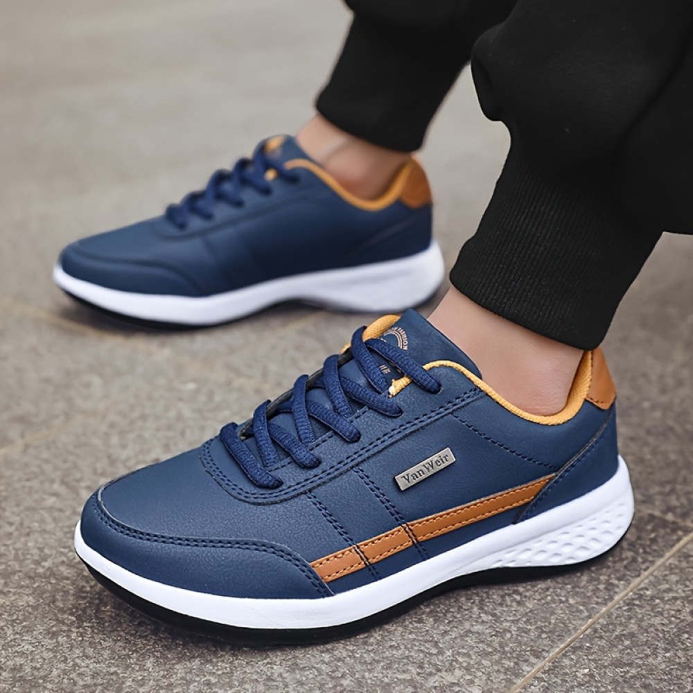 Stylish Men's Sneakers with Striped Design and Comfortable Lace-Up Closure for Casual Outdoor Walking