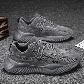 Breathable and Wear-Resistant Men's Running Shoes with Lace-Up Design