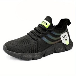 Lightweight and Breathable Men's Athletic Sneakers with Contrasting Color Pattern - Perfect for Running, Basketball, Workout, and Gym - Boost Your Performance