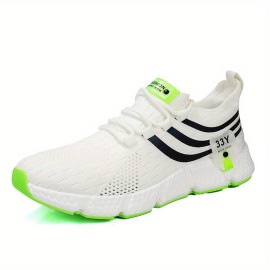 Lightweight and Breathable Men's Athletic Sneakers with Contrasting Color Pattern - Perfect for Running, Basketball, Workout, and Gym - Boost Your Performance