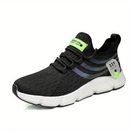 Lightweight and Breathable Men's Athletic Sneakers with Contrasting Color Pattern - Perfect for Running, Basketball, Workout, and Gym - Boost Your Performance