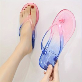 Women's Candy Color Flip Flops, Casual Clip Toe Flat Summer Shoes, Lightweight Beach Shoes