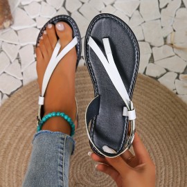 Women's Clip Toe Flat Sandals, Casual Buckle Strap Summer Shoes, Lightweight Outdoor Beach Sandals