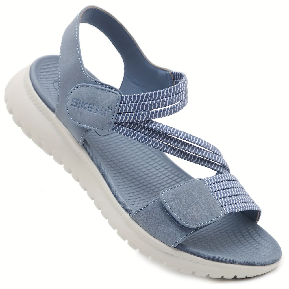 Women's Comfy Flat Sports Sandals, Open Toe Solid Color Ankle Strap Shoes, Casual Outdoor Sandals