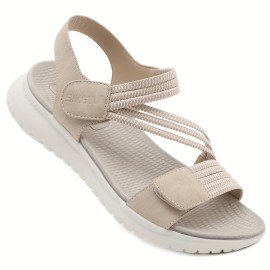 Women's Comfy Flat Sports Sandals, Open Toe Solid Color Ankle Strap Shoes, Casual Outdoor Sandals