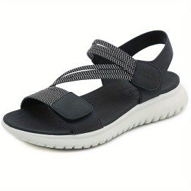 Women's Comfy Flat Sports Sandals, Open Toe Solid Color Ankle Strap Shoes, Casual Outdoor Sandals