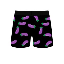 Men's Purple Eggplant Print Boxer Briefs - Breathable and Comfy High Stretch Trunks