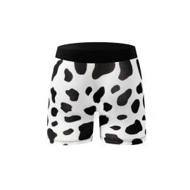 1pc Men's Cow Print Breathable Comfy Stretchy Boxer Briefs - Quick Drying Sports Trunks