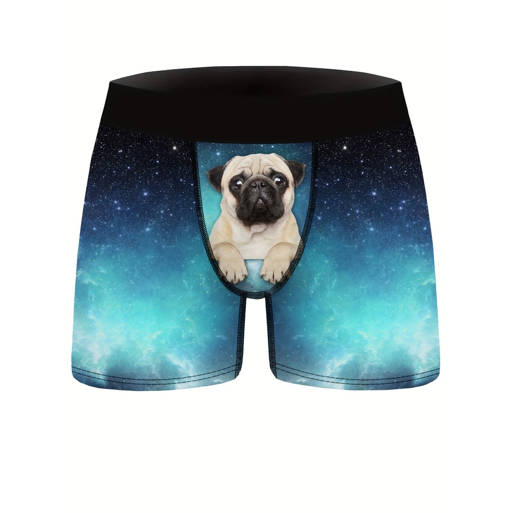 Men's Puppy Starry Sky Pattern High Stretch Comfortable Boxer Briefs Underwear