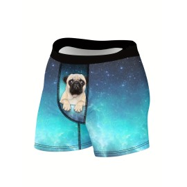 Men's Puppy Starry Sky Pattern High Stretch Comfortable Boxer Briefs Underwear