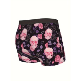 Men's Halloween Skull Horror Pattern Fashion Novelty Boxer Briefs Shorts - Sexy, Breathable, Comfy, Stretchy Underwear