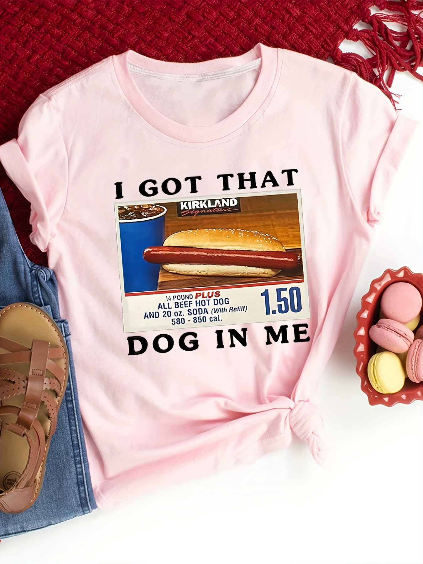 i got that dog in it print t shirt casual short sleeve crew neck top for spring summer womens clothing details 0